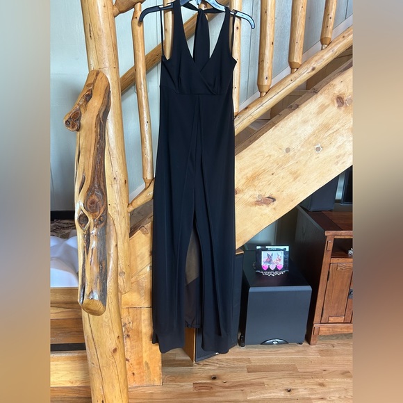 DONATING on 11/9 - Black Halter ENT Entrancy Jumpsuit - sheer elegant - Picture 7 of 11